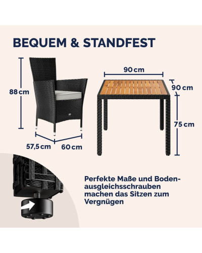 Gartenmöbel Set 5-tlg. Polyrattan Korfu Akazie
