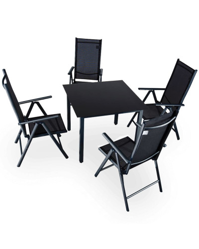 Alu Sitzgruppe Bern 5-tlg Anthrazit Glas