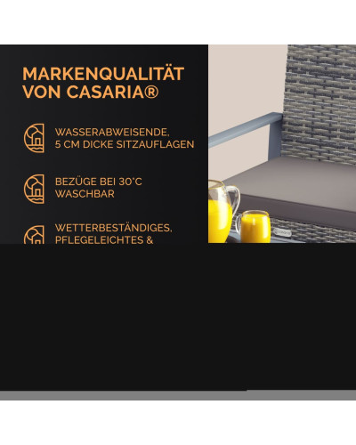 CASARIA Polyrattan Sitzgruppe 3-tlg Grau