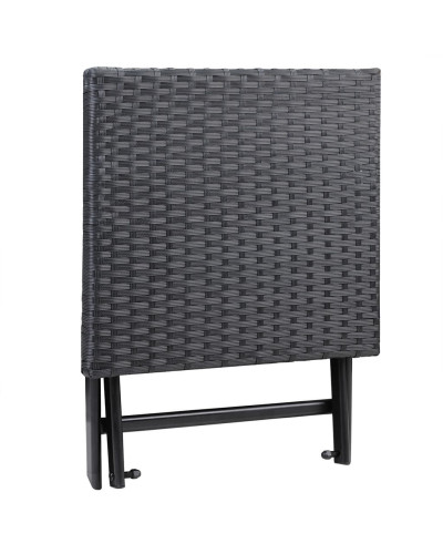 Klapphocker Rom 2er-Set Polyrattan Schwarz