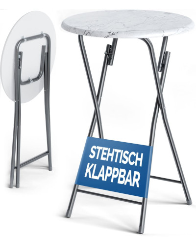 Design Stehtisch Marmor Optik Weiß 60 Zentimeter