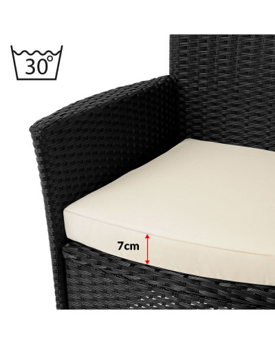 Garden Chairs Set of 4 Rattan Black Cream