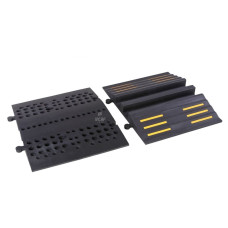 Cable Protector 2 Channels, Middle section | Virgin Rubber | Open Top | 93x68x9 cm | Heavy Duty