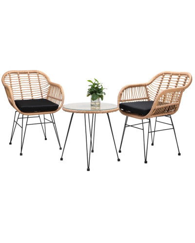 Polyrattan Garden Set Bali 3-Piece Natural
