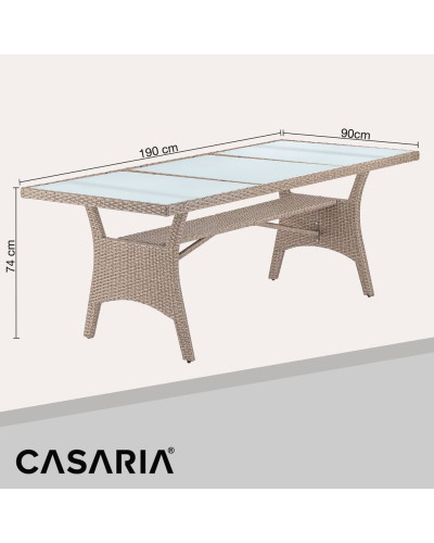 Cream Polyrattan Garden Table 190 by 90 Centimetres