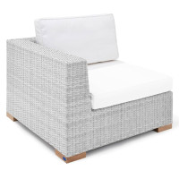 Garland Polyrattan Eckmodul Havanna Weiß Grau mit Teakholz