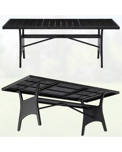 Gartentisch Polyrattan Kunststoff Schwarz 190 Zentimeter