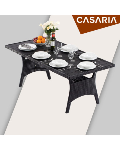 Gartentisch Polyrattan Kunststoff Schwarz 190 Zentimeter