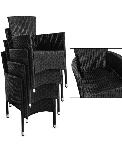 Stackable Garden Chairs Rattan Set of 3
