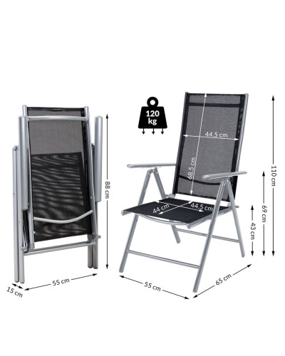 Alu Garden Chairs Bern Set of 3 Silver