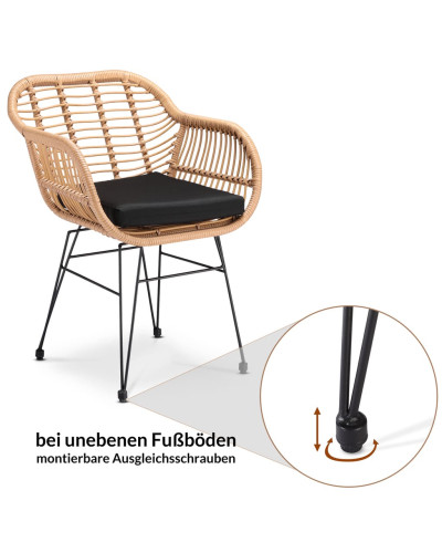 Wicker Garden Chairs Bali Set of 4 Nature