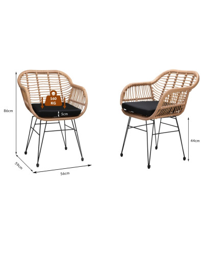 Wicker Garden Chairs Bali Set of 4 Nature