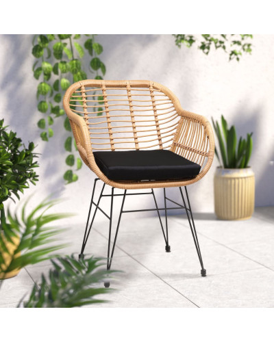 Wicker Garden Chairs Bali Set of 4 Nature