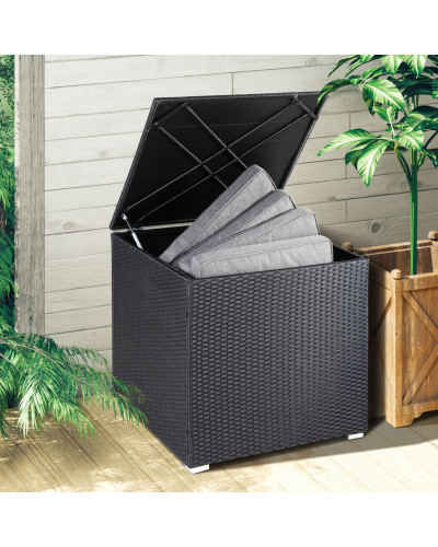 Polyrattan Ecklounge Schwarz mit Kissenbox