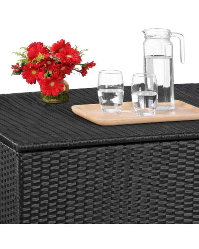 Polyrattan Ecklounge Schwarz mit Kissenbox