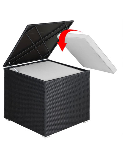 Polyrattan Ecklounge Schwarz mit Kissenbox