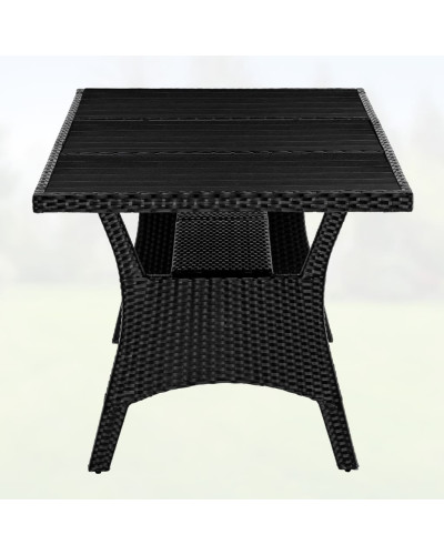 Gartentisch Polyrattan Kunststoff Schwarz 190 Zentimeter