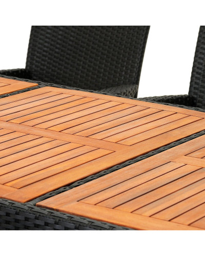Gartenmöbel Set 9-tlg. Polyrattan Akazie Rom Schwarz