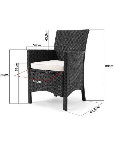 Gartenmöbel Set 9-tlg. Polyrattan Akazie Rom Schwarz