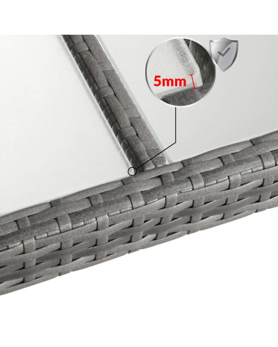 Gartenmöbel Set 9-tlg. Polyrattan Stapelbar Grau