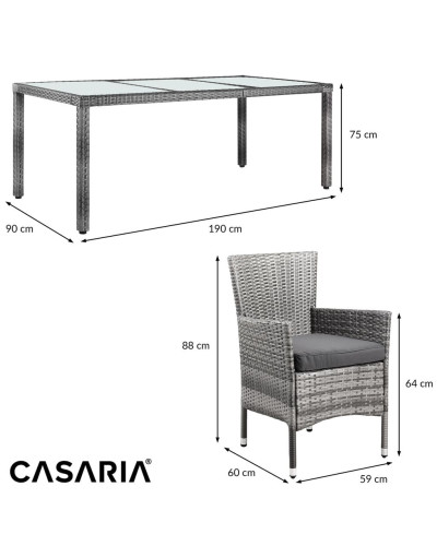 Gartenmöbel Set 9-tlg. Polyrattan Stapelbar Grau