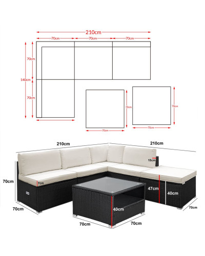 Polyrattan Ecklounge Schwarz mit Kissenbox