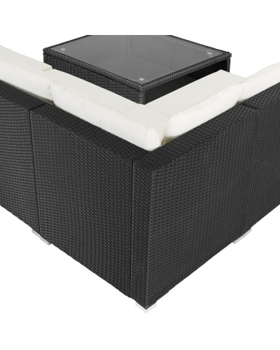 Polyrattan Ecklounge Schwarz mit Kissenbox
