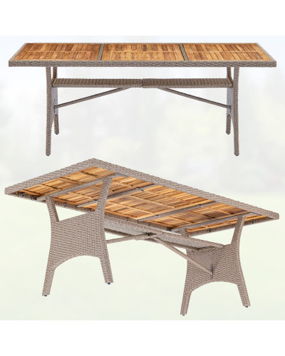 Gartentisch Polyrattan Akazie Creme 190 Zentimeter