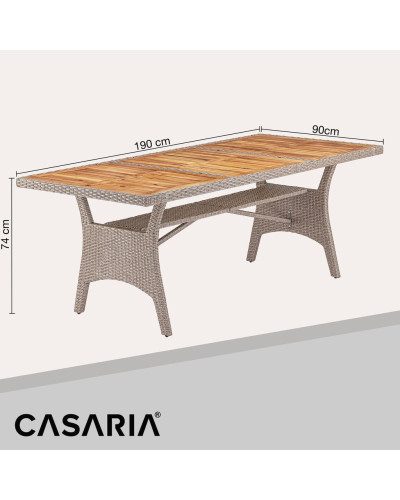 Gartentisch Polyrattan Akazie Creme 190 Zentimeter