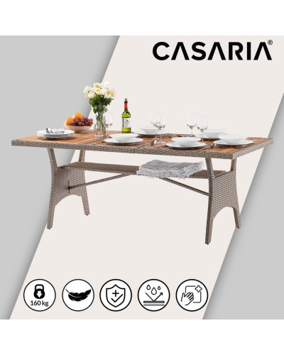 Gartentisch Polyrattan Akazie Creme 190 Zentimeter