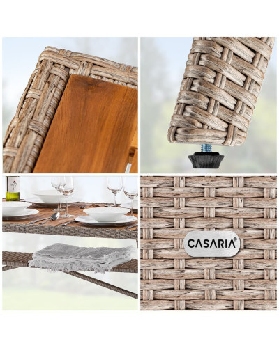 Gartentisch Polyrattan Akazie Creme 190 Zentimeter
