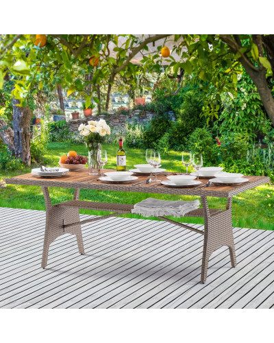 Gartentisch Polyrattan Akazie Creme 190 Zentimeter