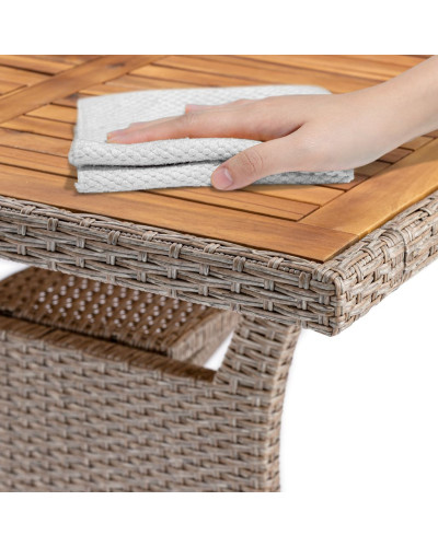 Gartentisch Polyrattan Akazie Creme 190 Zentimeter