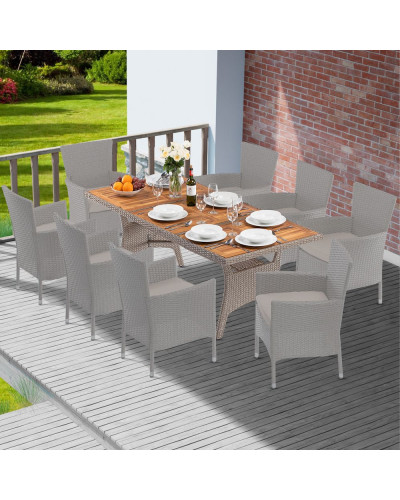 Gartentisch Polyrattan Akazie Creme 190 Zentimeter