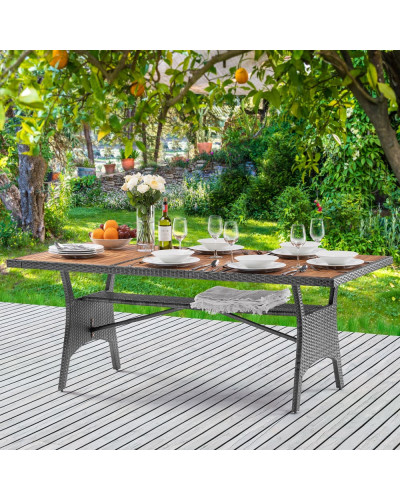 Gartentisch Polyrattan Akazie Grau 190 Zentimeter