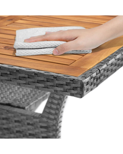 Gartentisch Polyrattan Akazie Grau 190 Zentimeter