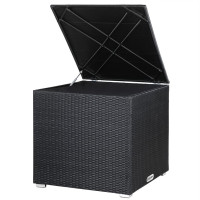 Cushion Storage Box | Polyrattan | 318L | Black | Cube Design