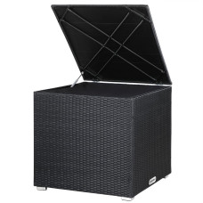 Kissenbox | Polyrattan | 318L | Schwarz | Cube Design | Wetterfest