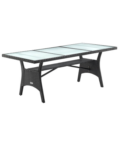 Black Polyrattan Garden Table 190 by 90 Centimetres