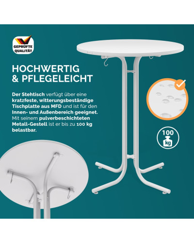 Stehtisch klappbar Weiß 70 Zentimeter wetterfest