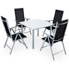 Alu Sitzgruppe Bern 5-tlg. | Silber | Milchglas | Wetterfestes Set
