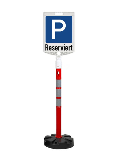 Mobile Parkplatzbeschilderung mit Schild "Reserviert" und schwerem Fuß – Rot kaufen