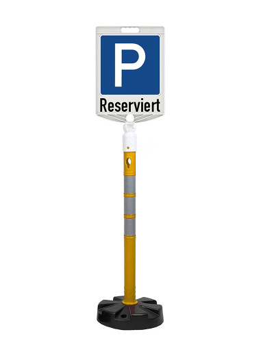 Mobile Parkplatzbeschilderung mit Schild "Reserviert" und schwerem Fuß – Gelb kaufen