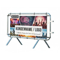 Absperrgitter Typ D mit Werbebanner | Feuerverzinkt | L:1980mm, H:1090mm