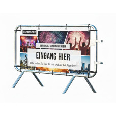 Crowd Control Barrier Type D with Advertising Banner | Hot-dip Galvanized | L:1980mm, H:1090mm