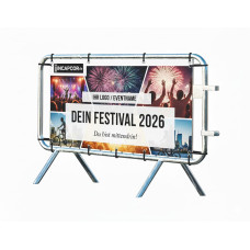 Crowd Control Barrier Type D with Advertising Banner | Hot-dip Galvanized | L:1980mm, H:1090mm