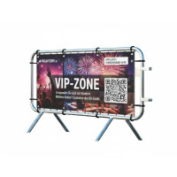 Crowd Control Barrier Type D with Advertising Banner | Hot-dip Galvanized | L:1980mm, H:1090mm