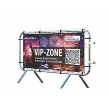 Crowd Control Barrier Type D with Advertising Banner | Hot-dip Galvanized | L:1980mm, H:1090mm