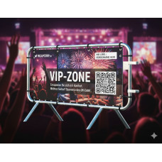 Crowd Control Barrier Type D with Advertising Banner | Hot-dip Galvanized | L:1980mm, H:1090mm