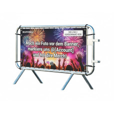 Crowd Control Barrier Type D with Advertising Banner | Hot-dip Galvanized | L:1980mm, H:1090mm